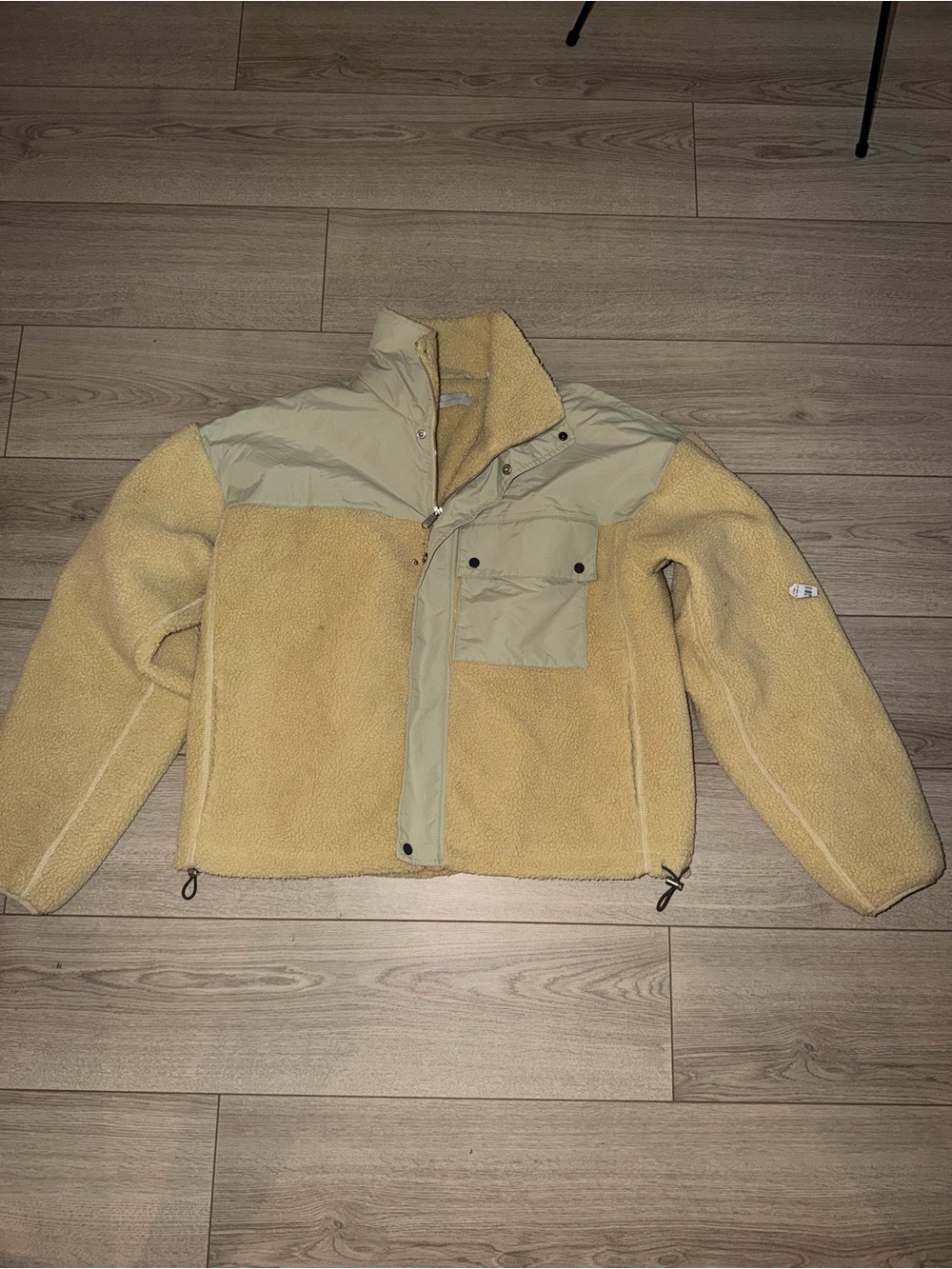 Lightweight Yellow Sherpa Shirt Jacket with Nylon Yoke